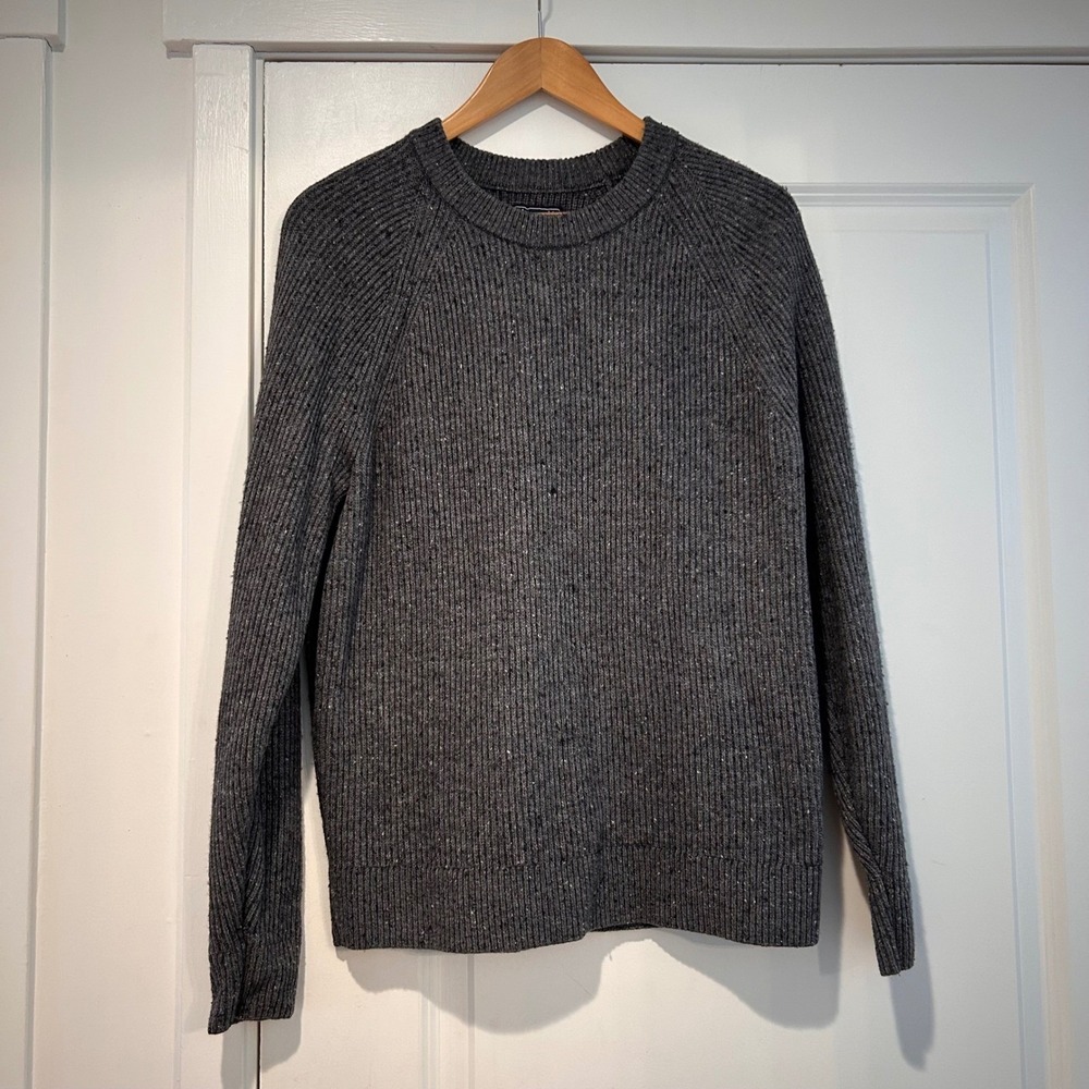 VTG Abercrombie Fitch Men's Ribbed Chunky Knit Sweater Crewneck XL Gray Thick